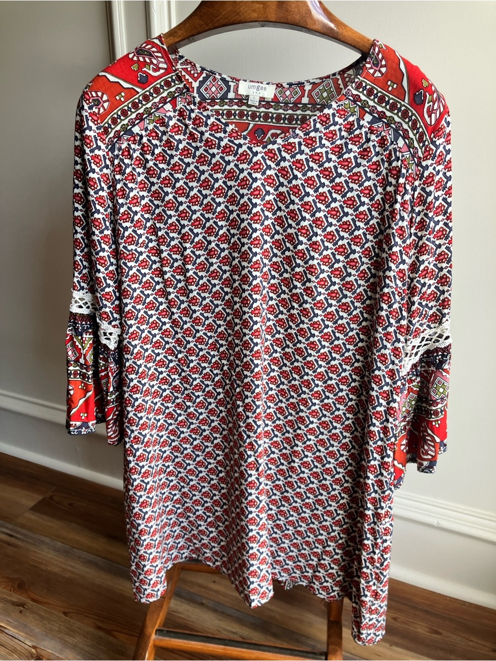 Umgee Red Patterned Boho Mini Dress